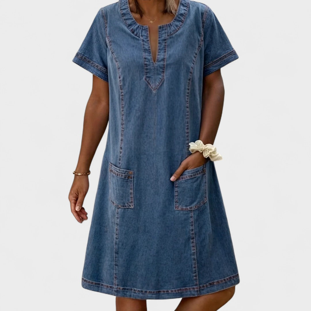 Vestido Julia™ Denim Fluido de Diario
