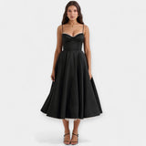 Vestido Midi Elegante de Tul con Bolsillos Ocultos