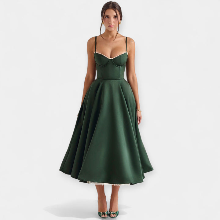 Vestido Midi Elegante de Tul con Bolsillos Ocultos