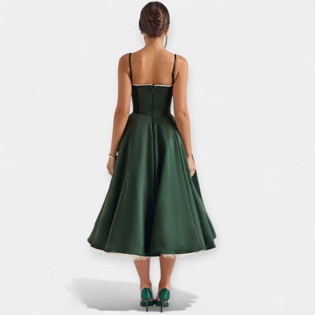 Vestido Midi Elegante de Tul con Bolsillos Ocultos