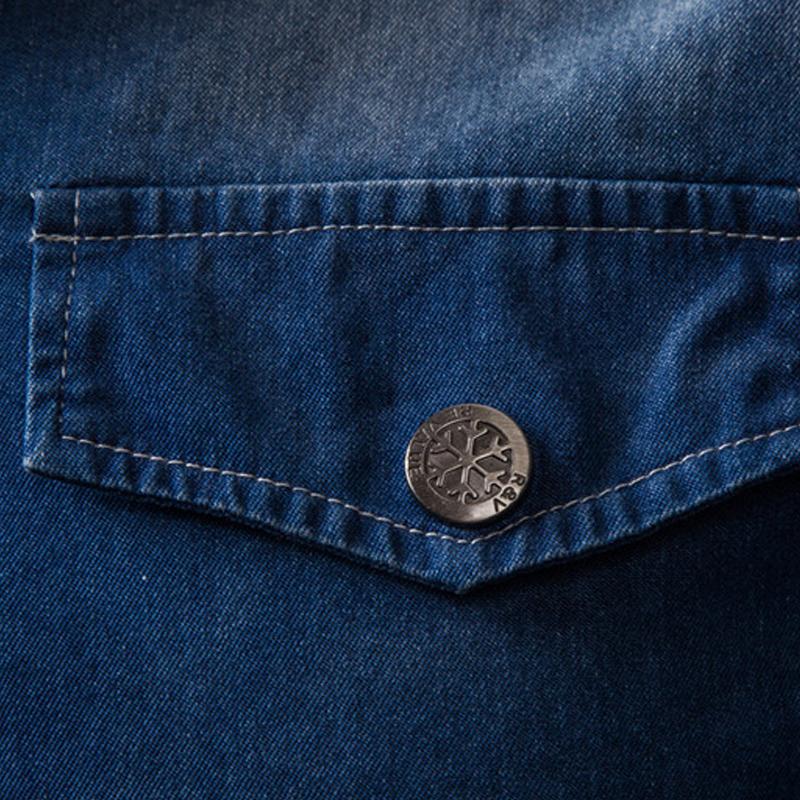 Men's Long Sleeve Washed Denim Shirt - Style 38818803X