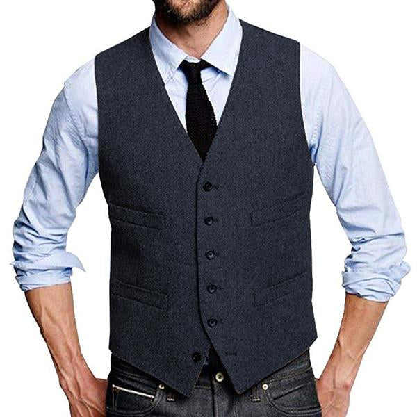 Men's Classic Vintage Single-Breasted Suit Vest - Style 09712922M