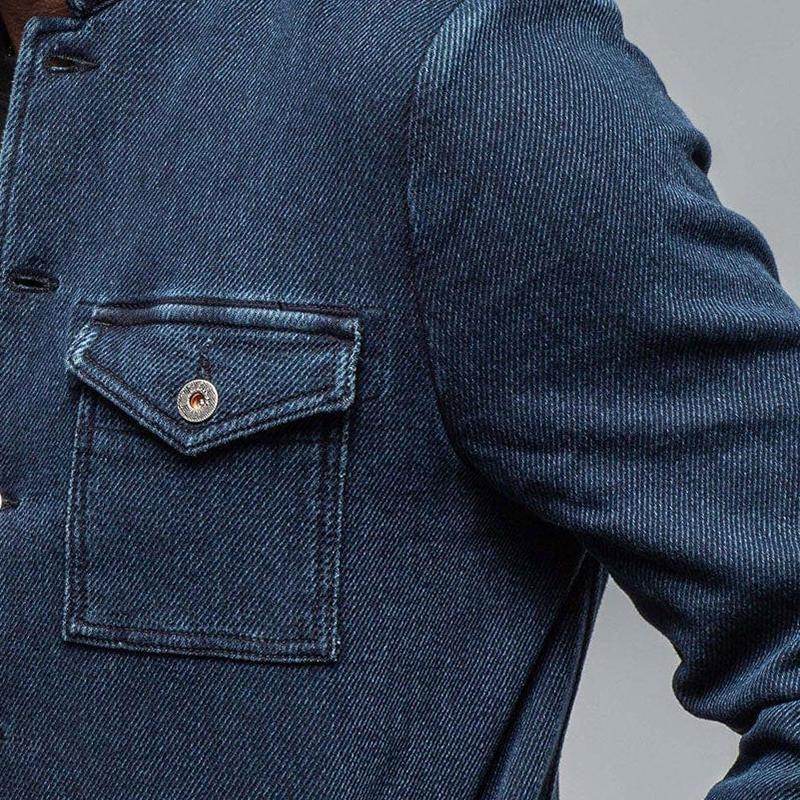 Men's Vintage Washed Denim Multi-Pocket Lapel Jacket - Style 96164488X