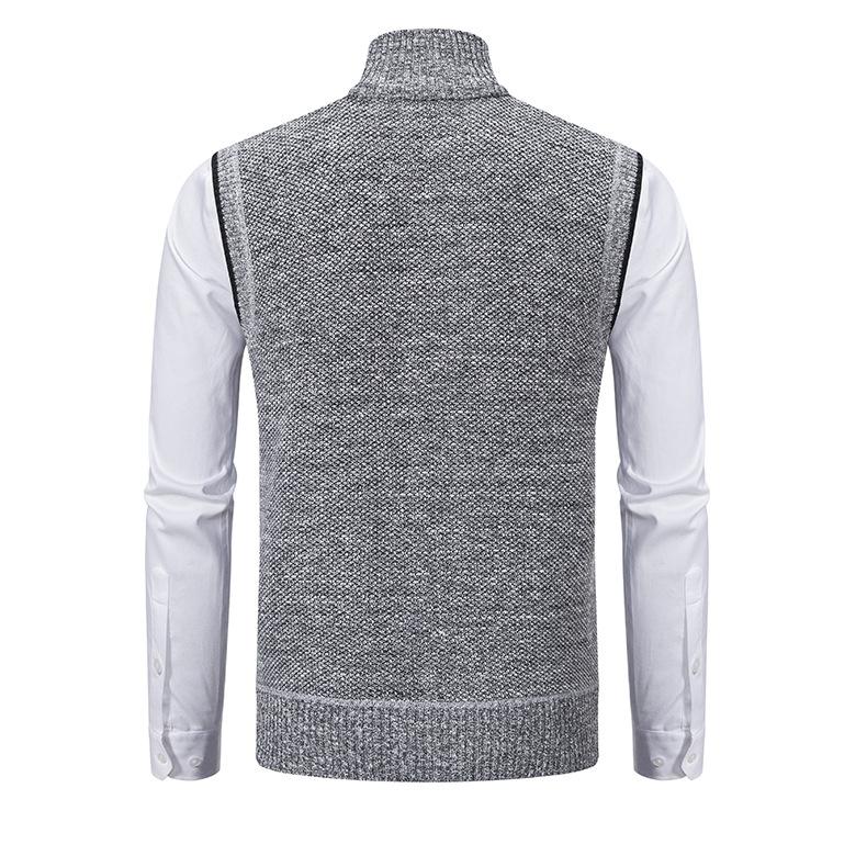 Men's Sleeveless Knitted Fleece Vest with Stand Collar (Shirt Not Included) 07402474X