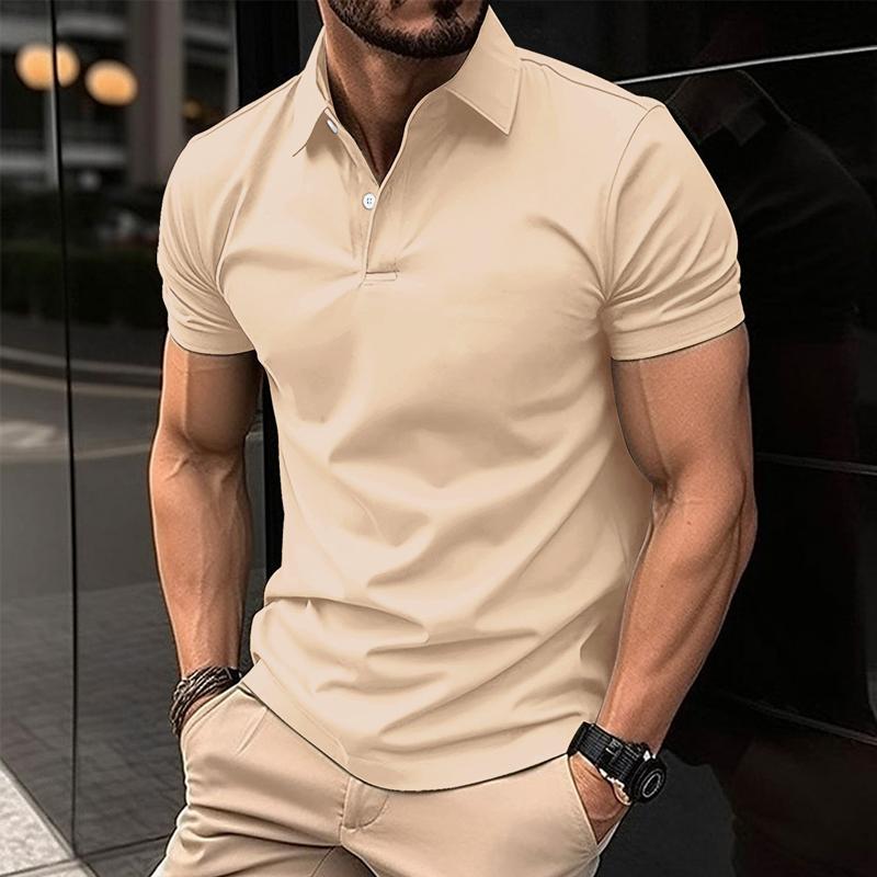 Men's Short Sleeve Solid Color Polo Shirt - Casual Style
