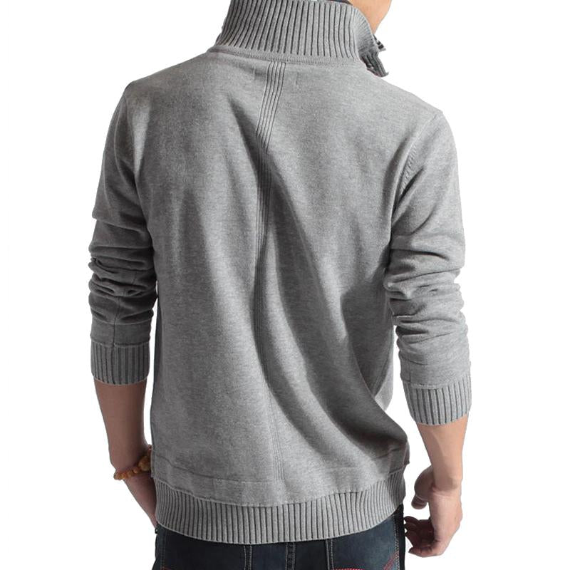 Men's Solid Color Stand Collar Pullover Sweater - Style 81711636X