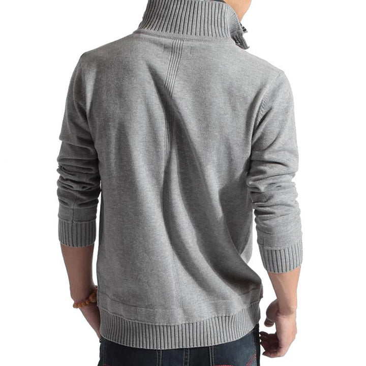 Men's Solid Color Stand Collar Pullover Sweater - Style 81711636X