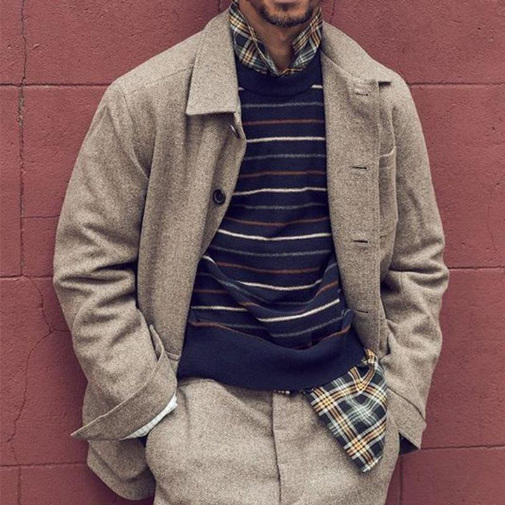Chaqueta de hombre estilo retro con solapa de sarga