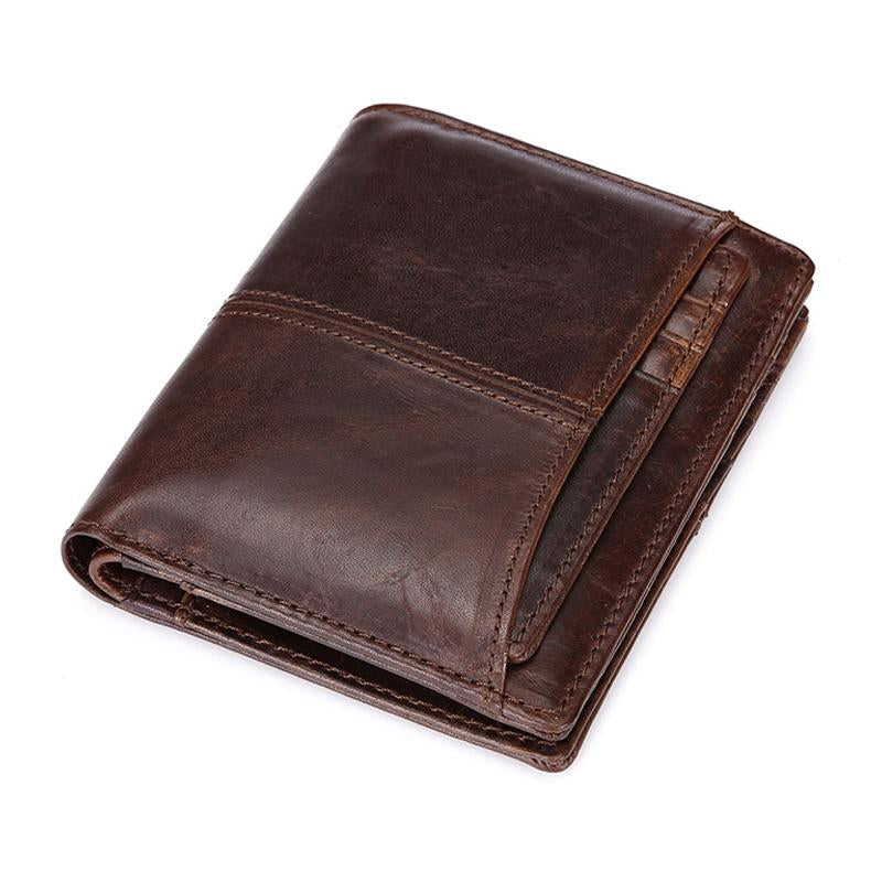 Men's Vintage Leather Wallet with Large Capacity for SIM Cards - Model 98597500Y