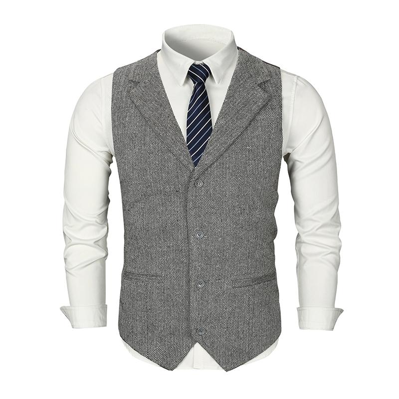 Men's Slim Fit Vintage Lapel Single Breasted Suit Vest - Style 38261597M