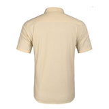 Camisa de lino de manga corta bordada para hombre