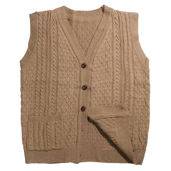 Men's V-Neck Twisted Knit Single-Breasted Vest - Style 41270854M