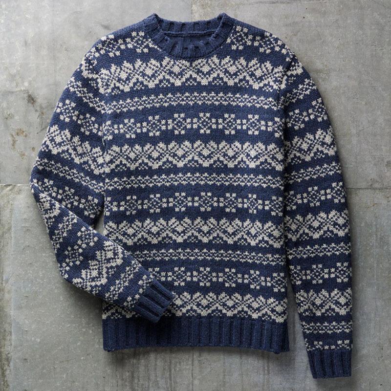 Men's Jacquard Long Sleeve Pullover Sweater