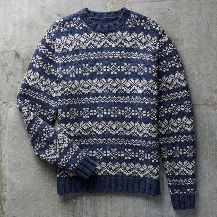 Men's Jacquard Long Sleeve Pullover Sweater