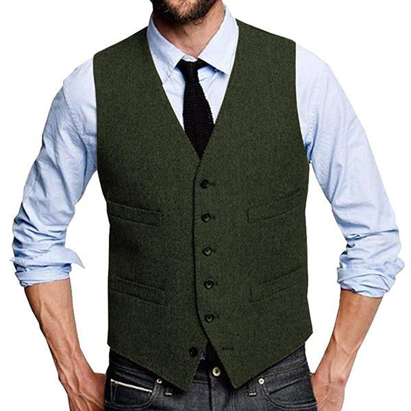 Men's Classic Vintage Single-Breasted Suit Vest - Style 09712922M