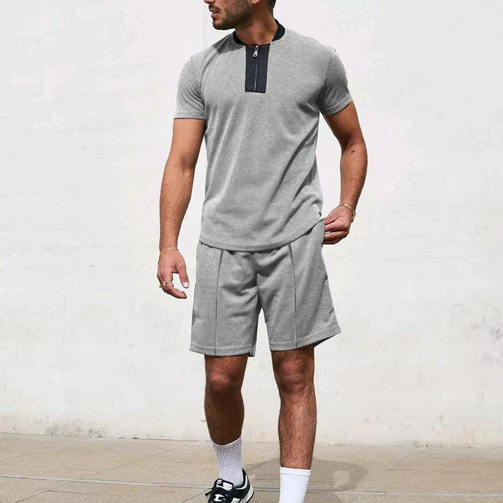 Men's Stand Collar Waffle Panel Tracksuit - Style 14596157X