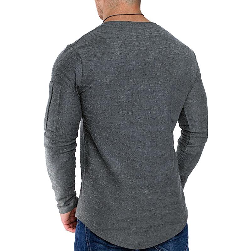 Men's Long Sleeve Crew Neck T-Shirt with Zip Pocket - Style 56507368X