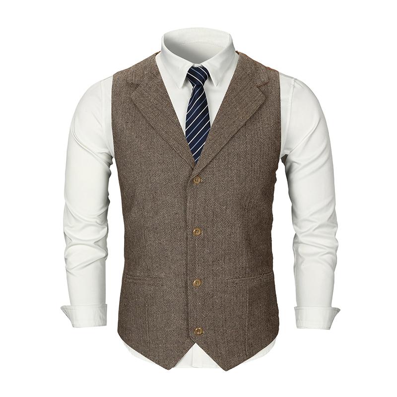 Men's Slim Fit Vintage Lapel Single Breasted Suit Vest - Style 38261597M