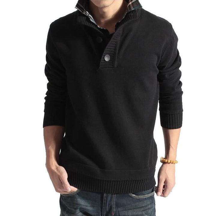 Men's Solid Color Stand Collar Pullover Sweater - Style 81711636X