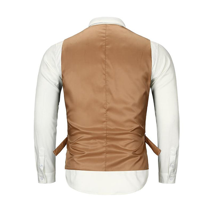 Men's Slim Fit Vintage Lapel Single Breasted Suit Vest - Style 38261597M