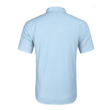 Camisa de lino de manga corta bordada para hombre