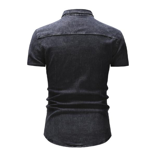 Men's Retro Denim Short Sleeve Shirt - Style 47012502X