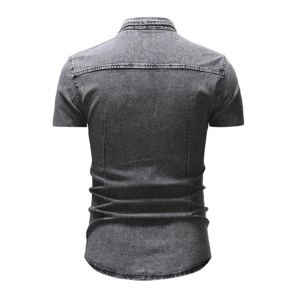 Men's Retro Denim Short Sleeve Shirt - Style 47012502X