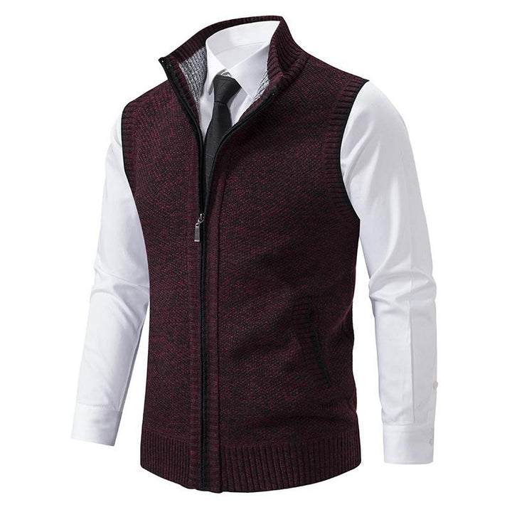 Men's Sleeveless Knitted Fleece Vest with Stand Collar (Shirt Not Included) 07402474X