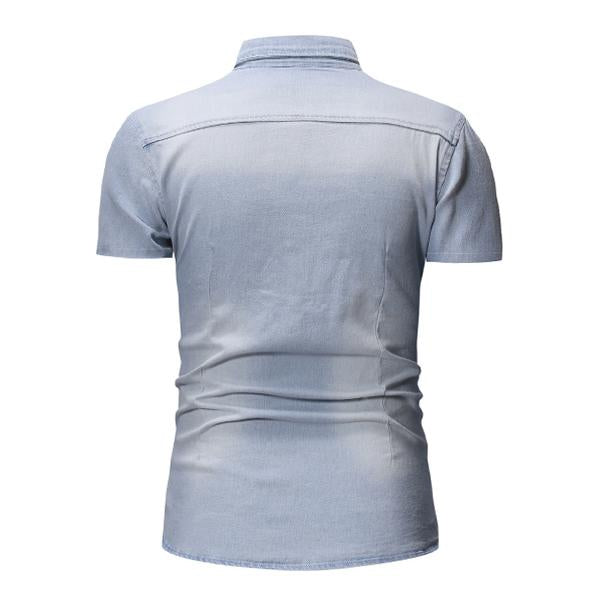 Men's Retro Denim Short Sleeve Shirt - Style 47012502X