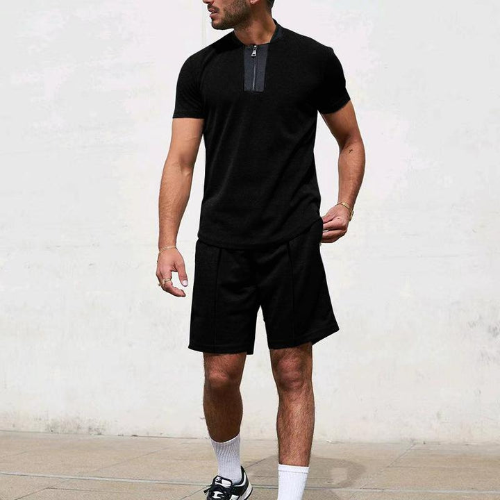 Men's Stand Collar Waffle Panel Tracksuit - Style 14596157X