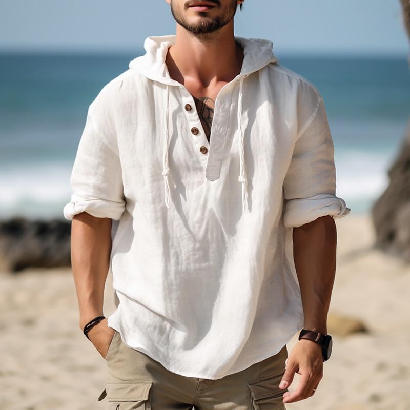 Men's Long Sleeve Solid Color Pullover Hoodie - Style 73000430X
