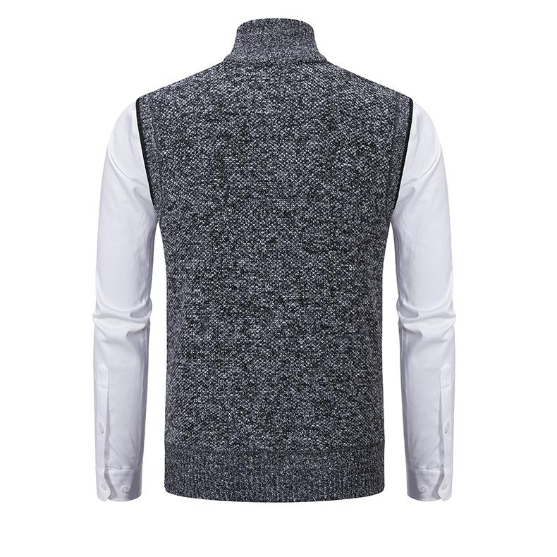 Men's Sleeveless Knitted Fleece Vest with Stand Collar (Shirt Not Included) 07402474X