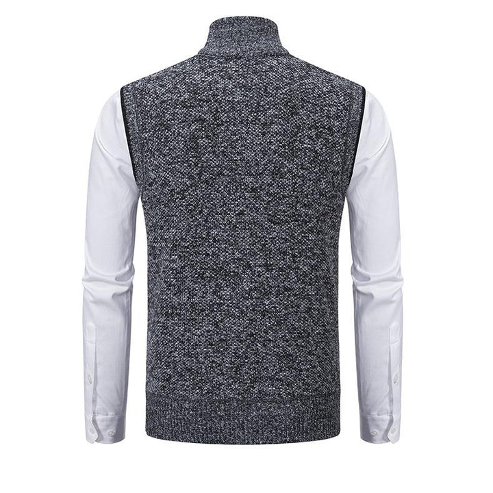 Men's Sleeveless Knitted Fleece Vest with Stand Collar (Shirt Not Included) 07402474X