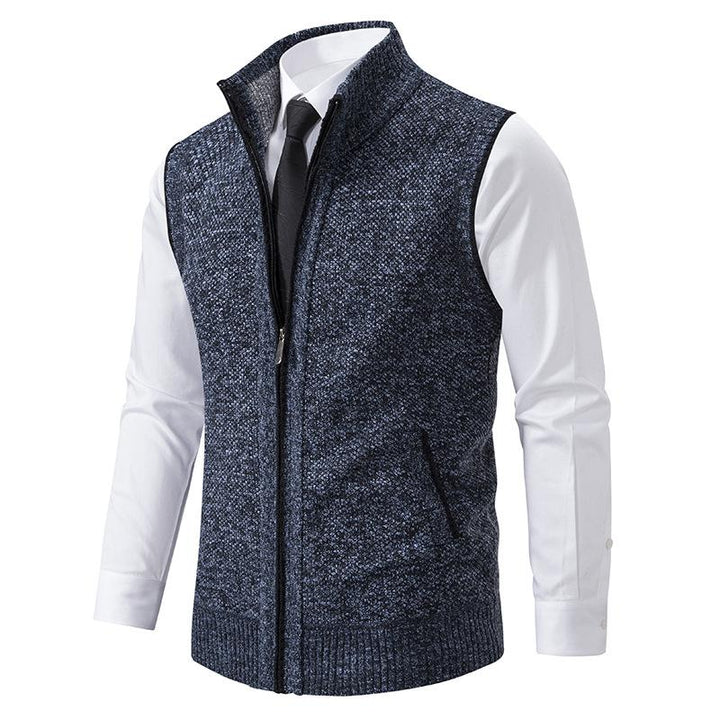 Men's Sleeveless Knitted Fleece Vest with Stand Collar (Shirt Not Included) 07402474X
