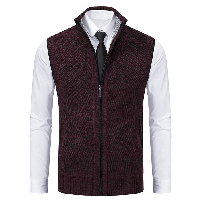 Men's Sleeveless Knitted Fleece Vest with Stand Collar (Shirt Not Included) 07402474X