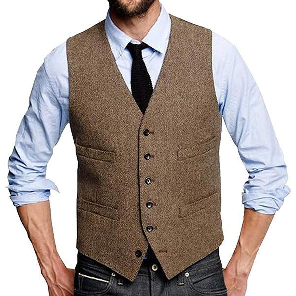 Men's Classic Vintage Single-Breasted Suit Vest - Style 09712922M