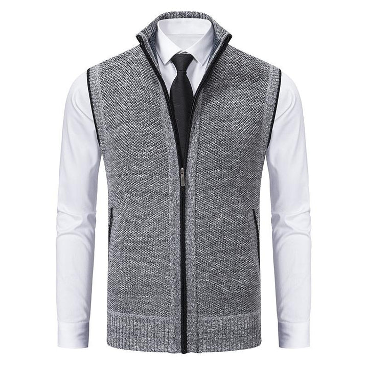 Men's Sleeveless Knitted Fleece Vest with Stand Collar (Shirt Not Included) 07402474X