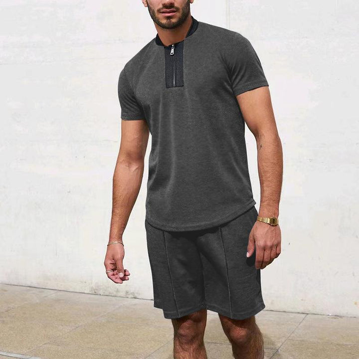 Men's Stand Collar Waffle Panel Tracksuit - Style 14596157X