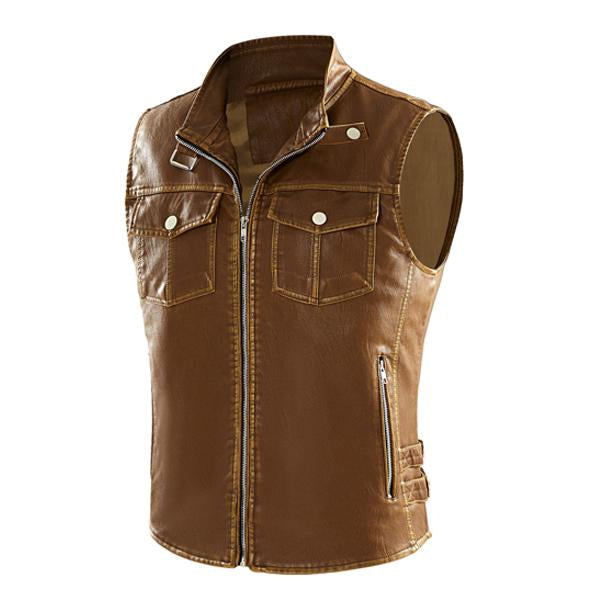 Men's Retro Zip Vest with Lapel - Style 26191888X