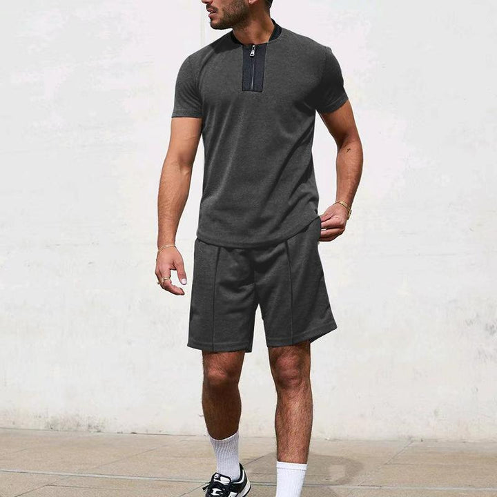 Men's Stand Collar Waffle Panel Tracksuit - Style 14596157X