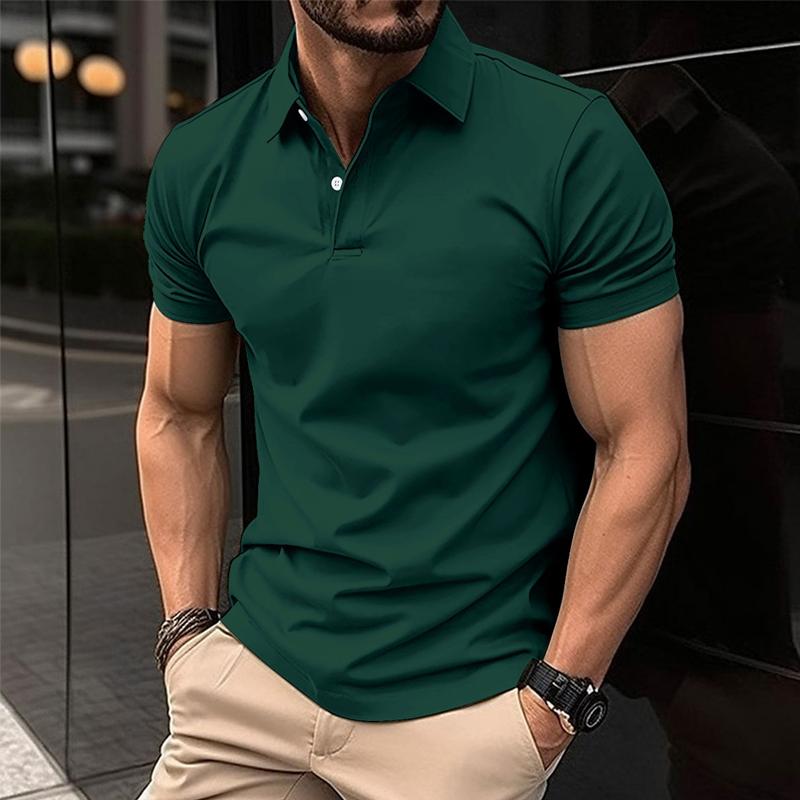 Men's Short Sleeve Solid Color Polo Shirt - Casual Style