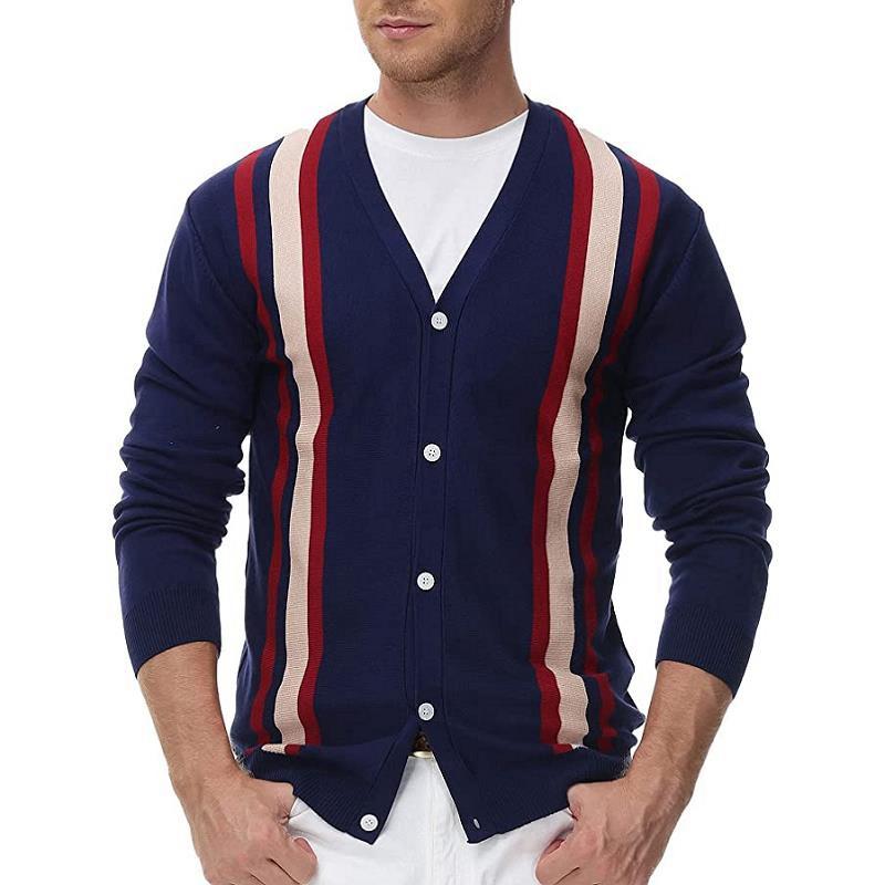 Cárdigan de punto para hombre con diseño de rayas