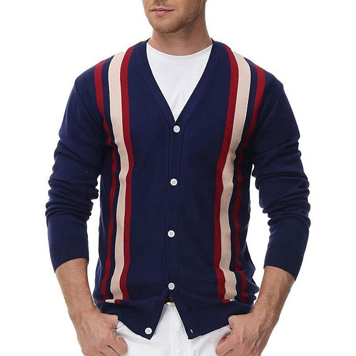 Cárdigan de punto para hombre con diseño de rayas