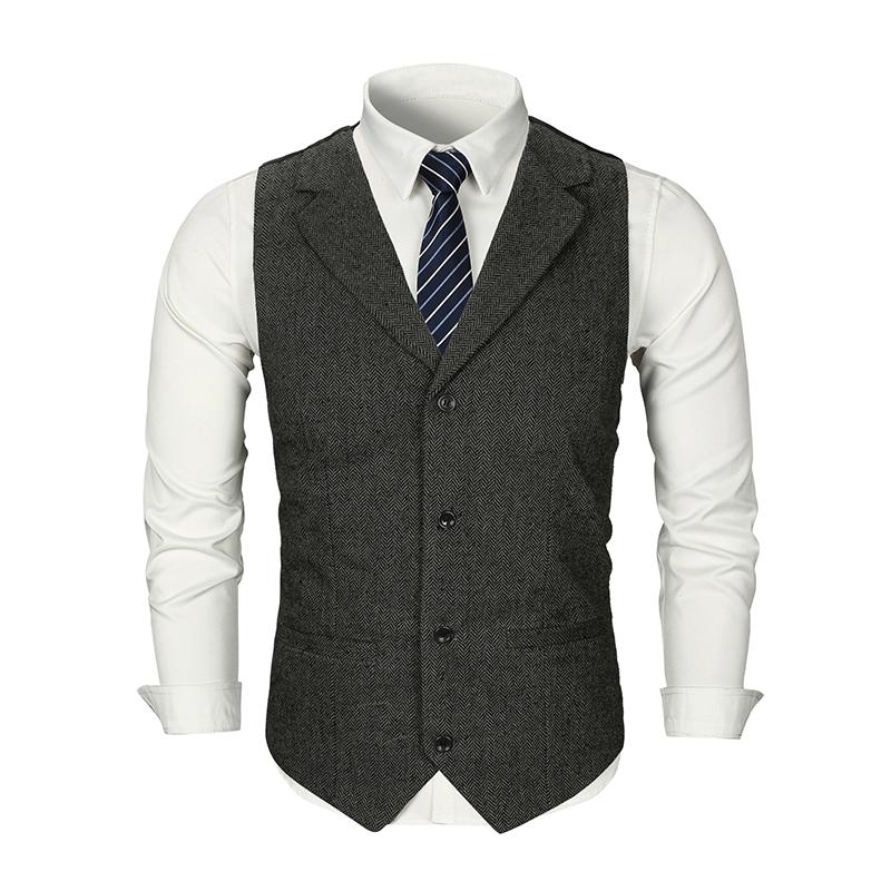 Men's Slim Fit Vintage Lapel Single Breasted Suit Vest - Style 38261597M