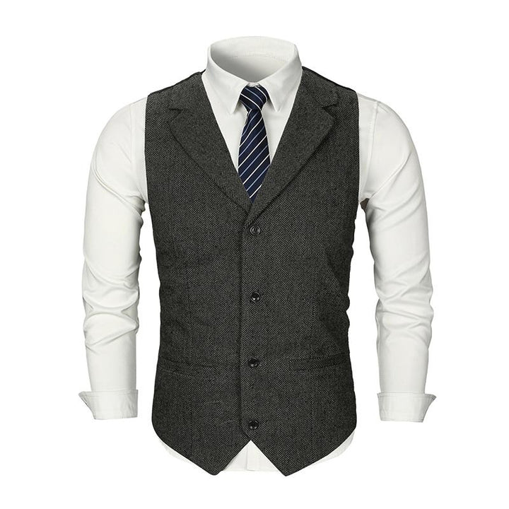 Men's Slim Fit Vintage Lapel Single Breasted Suit Vest - Style 38261597M