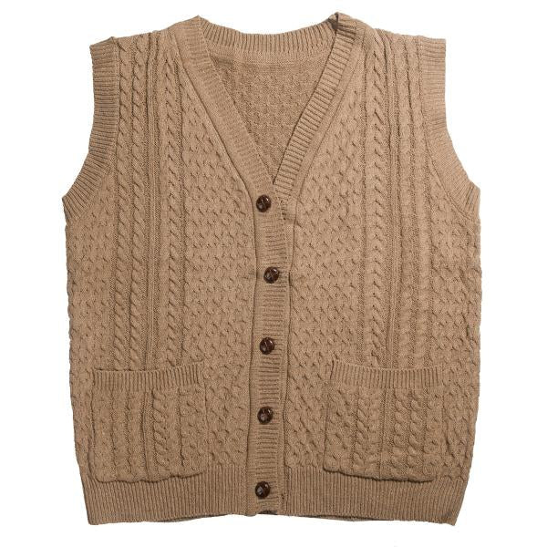 Men's V-Neck Twisted Knit Single-Breasted Vest - Style 41270854M