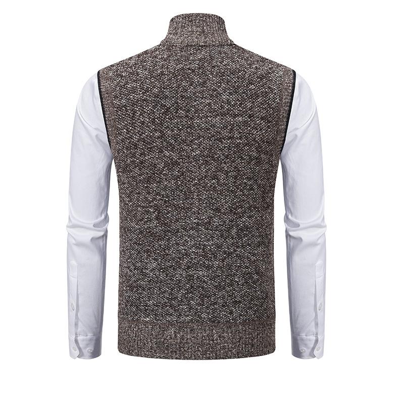 Men's Sleeveless Knitted Fleece Vest with Stand Collar (Shirt Not Included) 07402474X