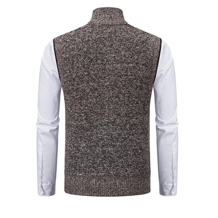 Men's Sleeveless Knitted Fleece Vest with Stand Collar (Shirt Not Included) 07402474X