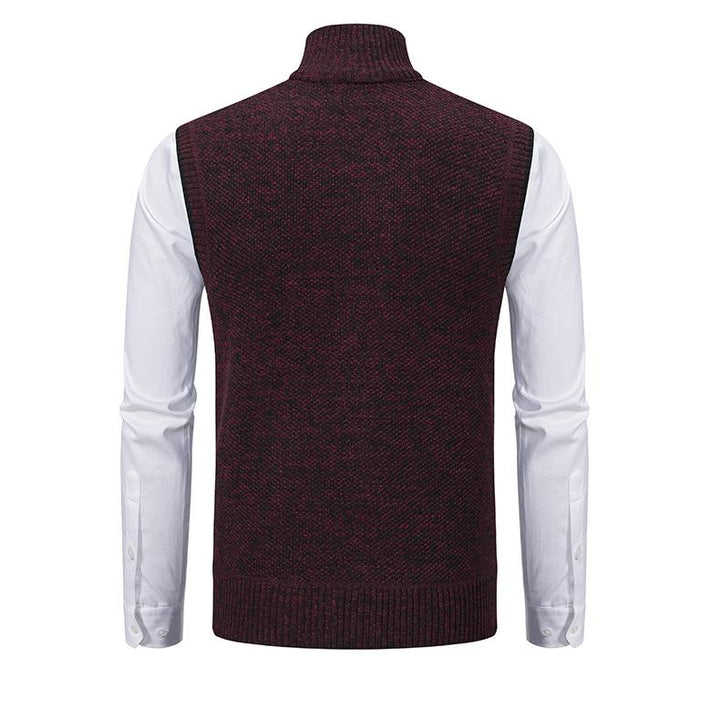 Men's Sleeveless Knitted Fleece Vest with Stand Collar (Shirt Not Included) 07402474X
