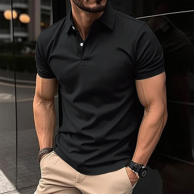 Men's Short Sleeve Solid Color Polo Shirt - Casual Style
